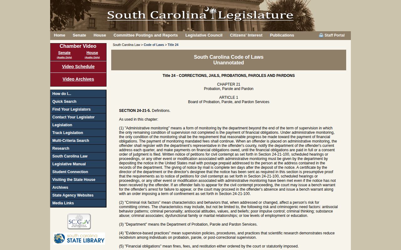 South Carolina parole eligibility law affecting Colleton County supervision