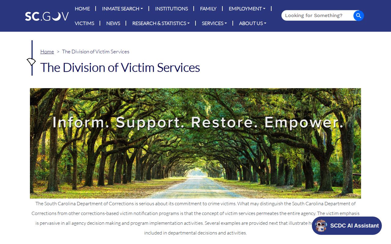 SCDC victim release notification process for Colleton County
